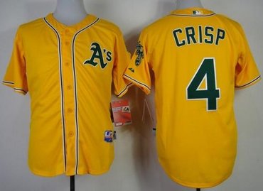 Oakland Athletics #4 Coco Crisp Yellow Cool Base Stitched Baseball Jersey