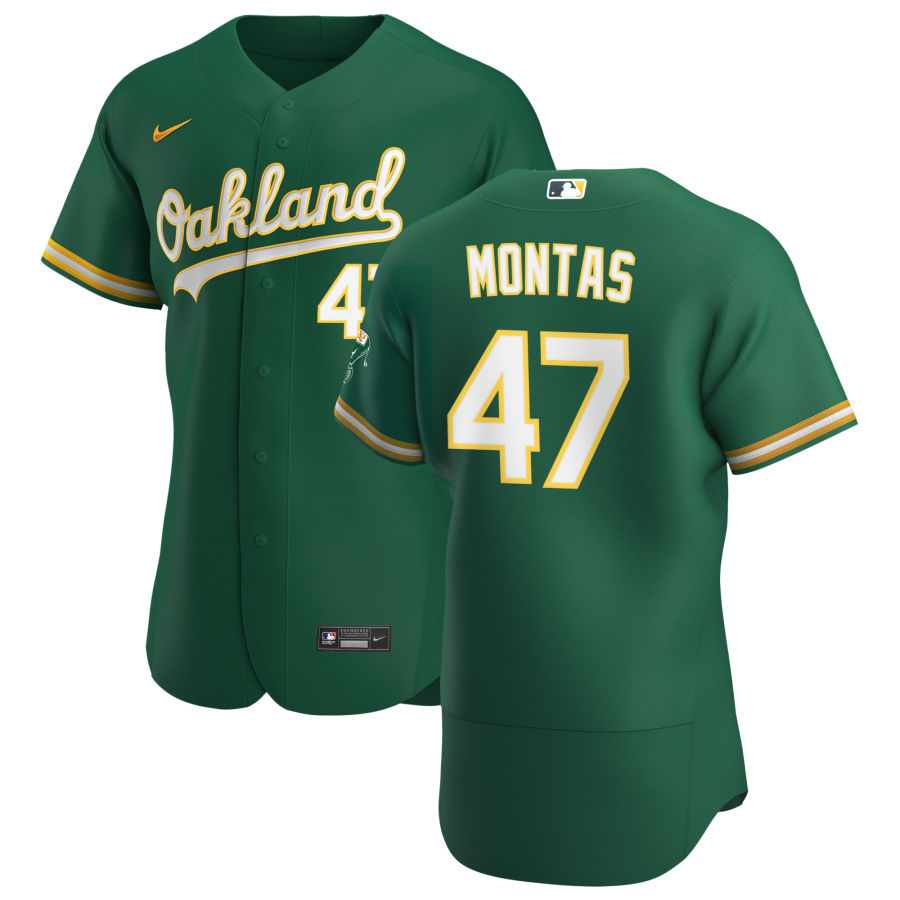 Oakland Athletics #47 Frankie Montas Men's Nike Kelly Green Alternate 2020 Authentic Player MLB Jersey Oakland Athletics #47 Frankie Montas Men's Nike Kelly Green Alternate 2020 Authentic Player MLB Jersey