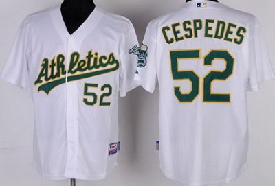 Oakland Athletics #52 Yoenis Cespedes White MLB Jerseys