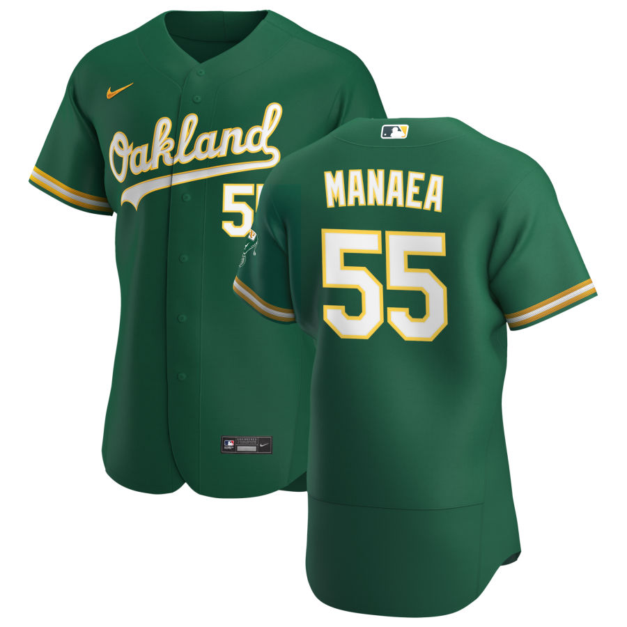 Oakland Athletics #55 Sean Manaea Men's Nike Kelly Green Alternate 2020 Authentic Player MLB Jersey Oakland Athletics #55 Sean Manaea Men's Nike Kelly Green Alternate 2020 Authentic Player MLB Jersey