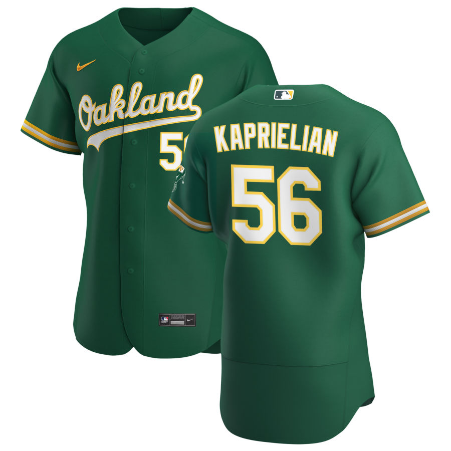 Oakland Athletics #56 James Kaprielian Men's Nike Kelly Green Alternate 2020 Authentic Player MLB Jersey Oakland Athletics #56 James Kaprielian Men's Nike Kelly Green Alternate 2020 Authentic Player MLB Jersey