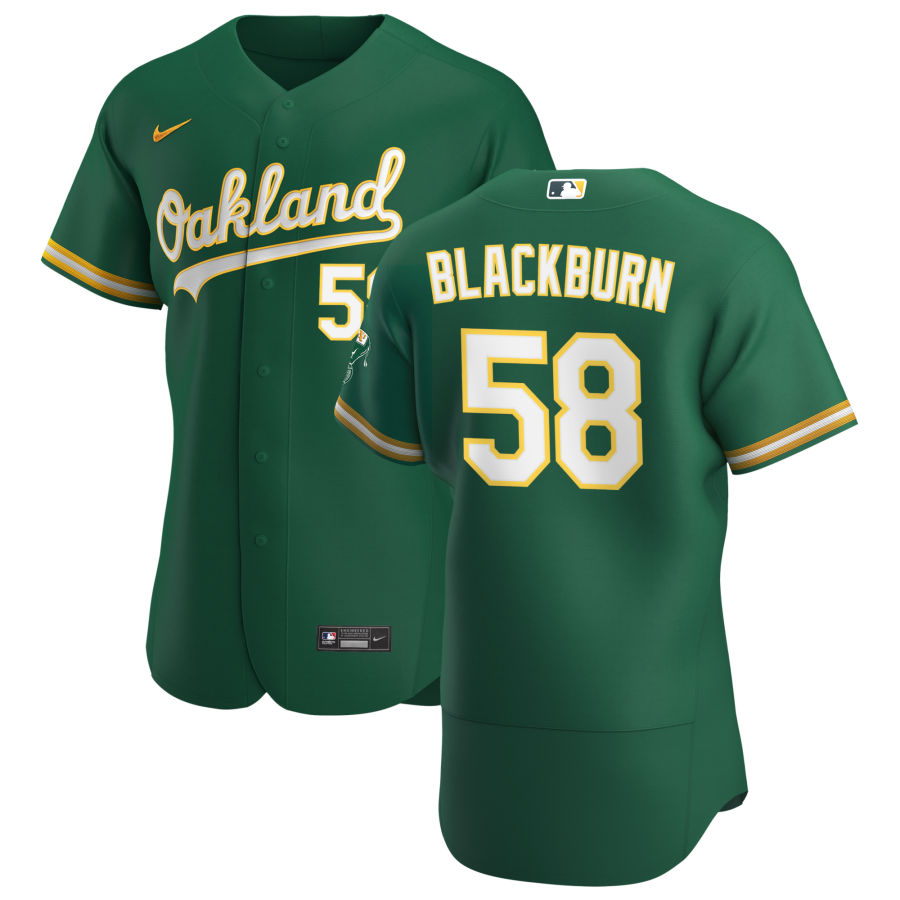 Oakland Athletics #58 Paul Blackburn Men's Nike Kelly Green Alternate 2020 Authentic Player MLB Jersey Oakland Athletics #58 Paul Blackburn Men's Nike Kelly Green Alternate 2020 Authentic Player MLB Jersey