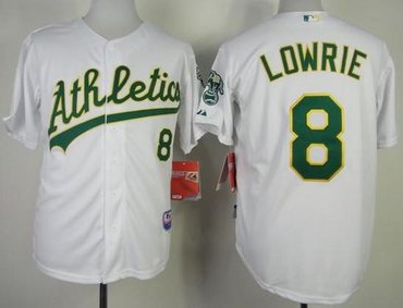 Oakland Athletics #8 Jed Lowrie White Cool Base Baseball Jersey