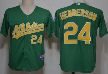 Oakland Athletics 24 Ricky Henderson Green MLB Jerseys