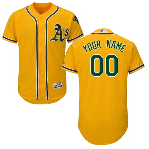 Oakland Athletics Yellow Men's Customized Flexbase Jersey Oakland Athletics Yellow Men's Customized Flexbase Jersey