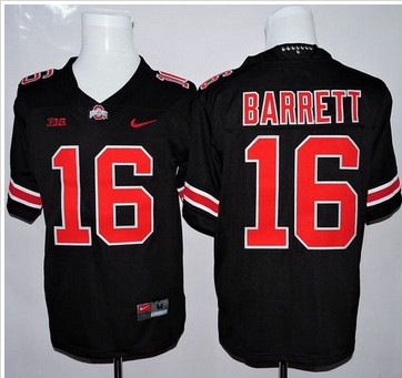 Ohio State Buckeyes #16 J. T. Barrett Black(Orange No.) Limited Stitched NCAA Jersey