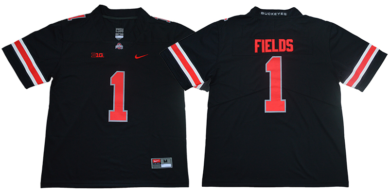 Ohio State Buckeyes 1 Justin Fields Limited College Football Black Jersey