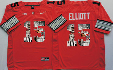 Ohio State Buckeyes 15 Ezekiel Elliott Red Portrait Number College Jersey