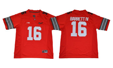 Ohio State Buckeyes 16 J.T. Barrett IV Red With Diamond Logo College Football Jersey
