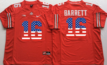 Ohio State Buckeyes 16 J.T. Barrett Red US Flag College Football Jersey