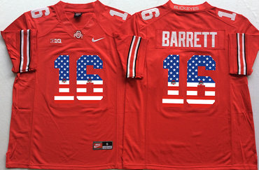 Ohio State Buckeyes 16 J.T. Barrett Red USA Flag College Football Jersey