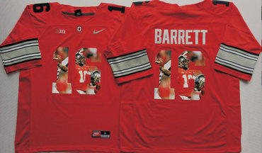 Ohio State Buckeyes 16 J.T. Barrett Red With Silver Logo Portrait Number College Jersey