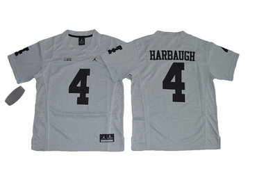 Ohio State Buckeyes 4 Jim Harbaugh Gray Gridiron II Youth College Jersey
