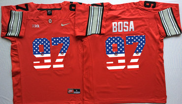 Ohio State Buckeyes 97 Joey Bosa Red USA Flag College Jersey