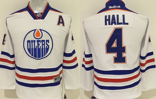 Oilers #4 Taylor Hall White Stitched Youth NHL Jersey Oilers #4 Taylor Hall White Stitched Youth NHL Jersey