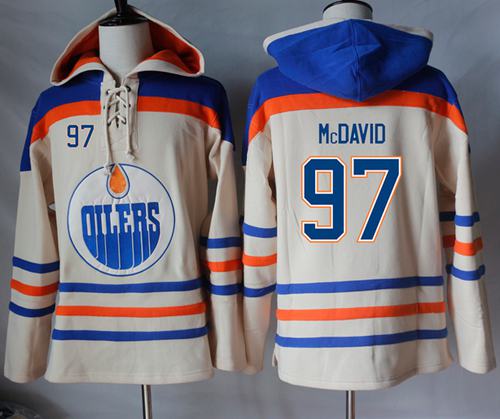 Oilers #97 Connor McDavid Cream Sawyer Hooded Sweatshirt Stitched NHL Jersey Oilers #97 Connor McDavid Cream Sawyer Hooded Sweatshirt Stitched NHL Jersey