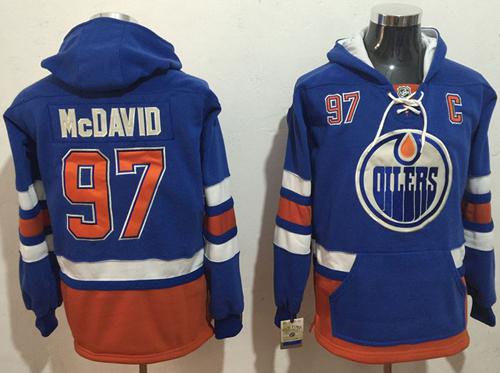 Oilers #97 Connor McDavid Light Blue Name & Number Pullover NHL Hoodie Oilers #97 Connor McDavid Light Blue Name & Number Pullover NHL Hoodie