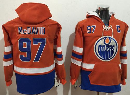 Oilers #97 Connor McDavid Orange Name & Number Pullover NHL Hoodie Oilers #97 Connor McDavid Orange Name & Number Pullover NHL Hoodie