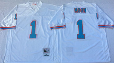 Oilers 1 Warren Moon White Throwback Jersey Oilers 1 Warren Moon White Throwback Jersey
