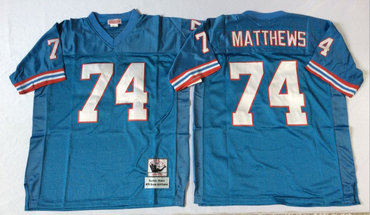 Oilers 74 Bruce Matthews Blue Throwback Jersey Oilers 74 Bruce Matthews Blue Throwback Jersey
