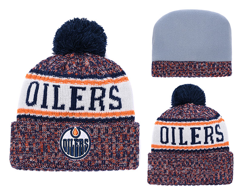 Oilers Fresh Logo Yellow Pom Knit Hat YD Oilers Fresh Logo Yellow Pom Knit Hat YD