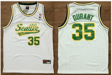 Oklahoma City Thunder #35 Kevin Durant White Throwback Stitched NBA Jersey