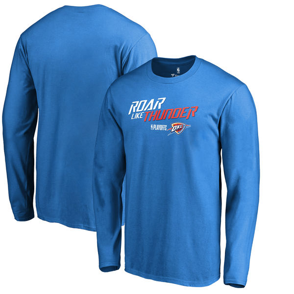 Oklahoma City Thunder Fanatics Branded 2018 NBA Playoffs Slogan Long Sleeve T-Shirt Blue Oklahoma City Thunder Fanatics Branded 2018 NBA Playoffs Slogan Long Sleeve T-Shirt Blue