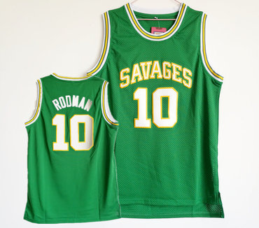 Oklahoma Savages 10 Dennis Rodman Green College Basketball Mesh Jersey