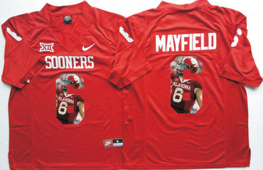 Oklahoma Sooners 14 Baker Mayfield All Red Portrait Number College Jersey Oklahoma Sooners 14 Baker Mayfield All Red Portrait Number College Jersey
