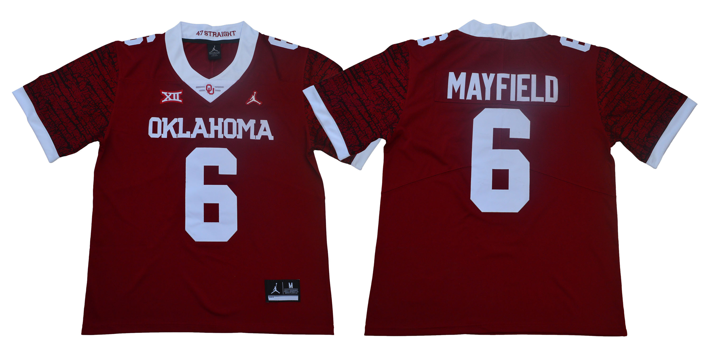 Oklahoma Sooners 6 Baker Mayfield Red 47 Game Winning Streak College Football Jersey Oklahoma Sooners 6 Baker Mayfield Red 47 Game Winning Streak College Football Jersey