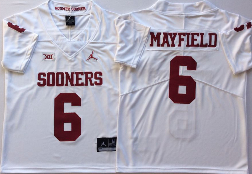 Oklahoma Sooners 6 Baker Mayfield White College Football Jersey Oklahoma Sooners 6 Baker Mayfield White College Football Jersey