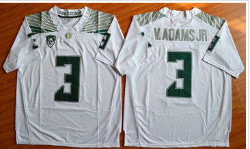 Oregon Ducks #3 Vernon Adams Jr. Olive White Stitched NCAA Jersey