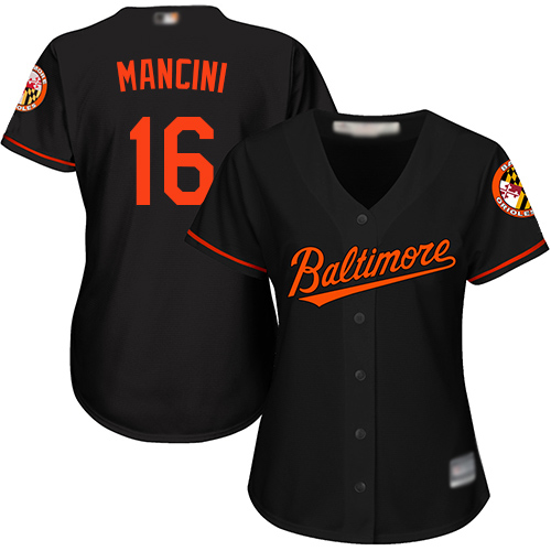 Orioles #16 Trey Mancini Black Women's Alternate Stitched Baseball Jersey Orioles #16 Trey Mancini Black Women's Alternate Stitched Baseball Jersey
