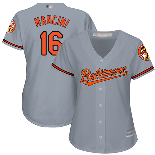 Orioles #16 Trey Mancini Grey Road Women's Stitched Baseball Jersey Orioles #16 Trey Mancini Grey Road Women's Stitched Baseball Jersey