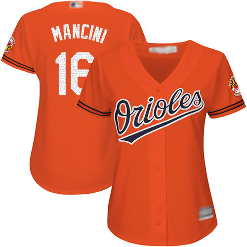 Orioles #16 Trey Mancini Orange Women's Alternate Stitched Baseball Jersey Orioles #16 Trey Mancini Orange Women's Alternate Stitched Baseball Jersey