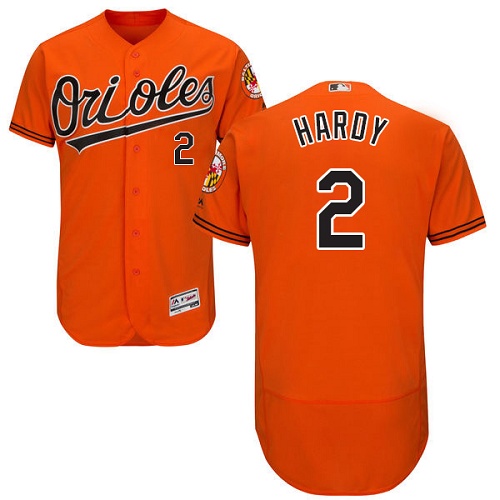 Orioles #2 J.J. Hardy Orange Flexbase Authentic Collection Stitched MLB Jersey
