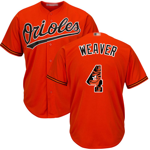 Orioles #4 Earl Weaver Orange Team Logo Fashion Stitched Baseball Jersey