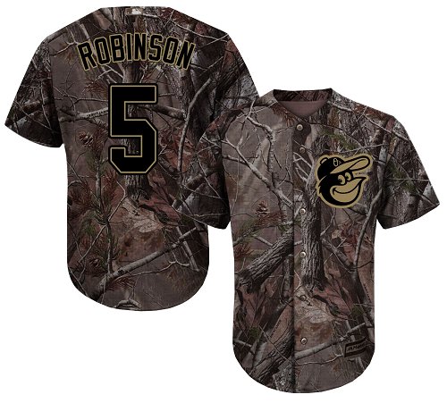 Orioles #5 Brooks Robinson Camo Realtree Collection Cool Base Stitched Baseball Jersey