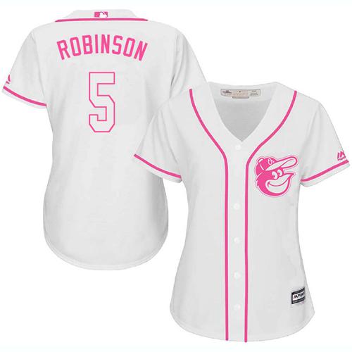Orioles #5 Brooks Robinson White Pink Fashion Women's Stitched MLB Jersey Orioles #5 Brooks Robinson White Pink Fashion Women's Stitched MLB Jersey
