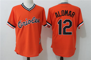 Orioles 12 Roberto Alomar Orange Throwback Jersey