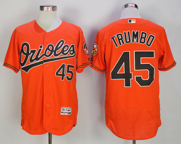 Orioles 45 Mark Trumbo Orange Flexbase Jersey