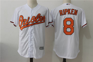 Orioles 8 Cal Ripken Jr White Cool Base Jersey