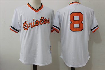 Orioles 8 Cal Ripken Jr White Cooperstown Collection Mesh Batting Practice Jersey
