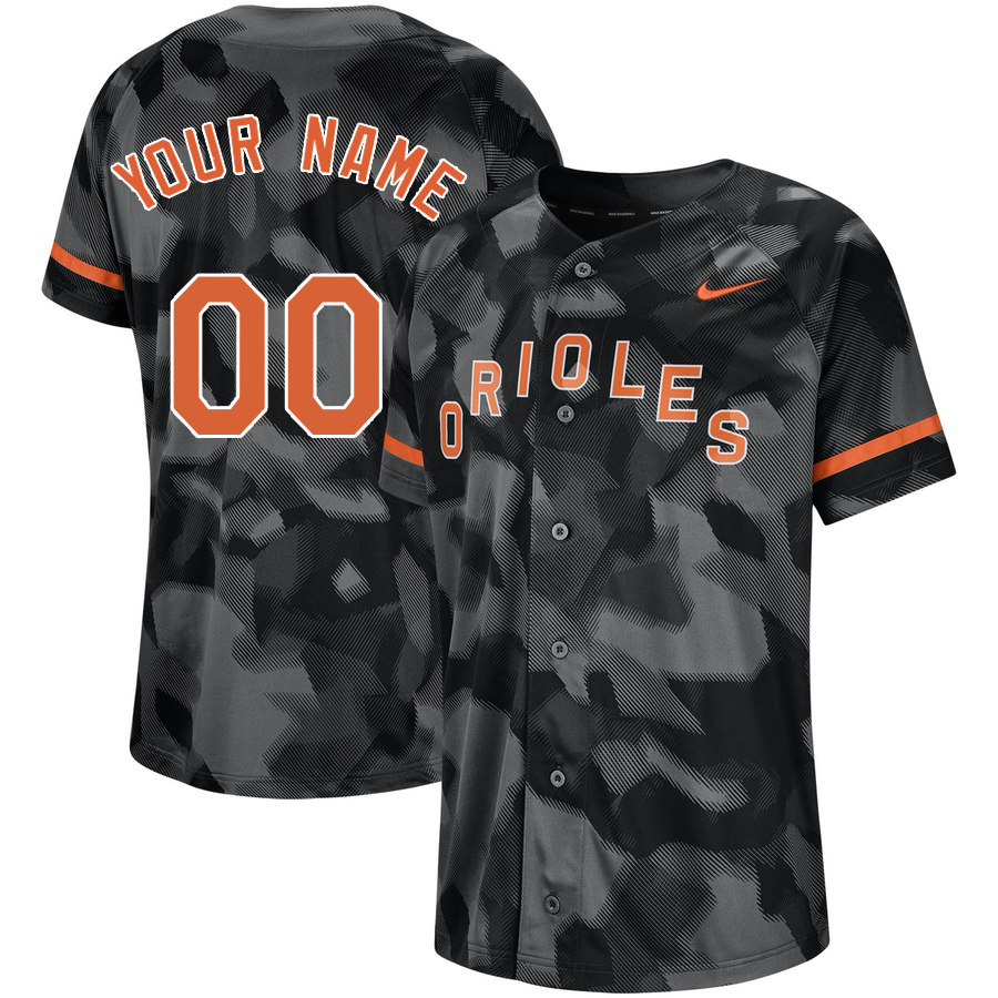 Orioles Black Camo Fashion Men's Customized Jersey