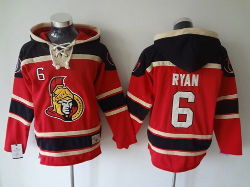 Ottawa Senators #6 Bobby Ryan Red Sawyer Hooded Sweatshirt Stitched NHL Jersey