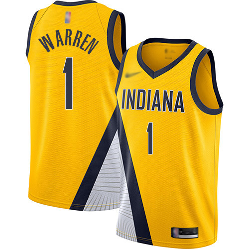 Pacers #1 T.J. Warren Gold Basketball Swingman Statement Edition 2019 2020 Jersey