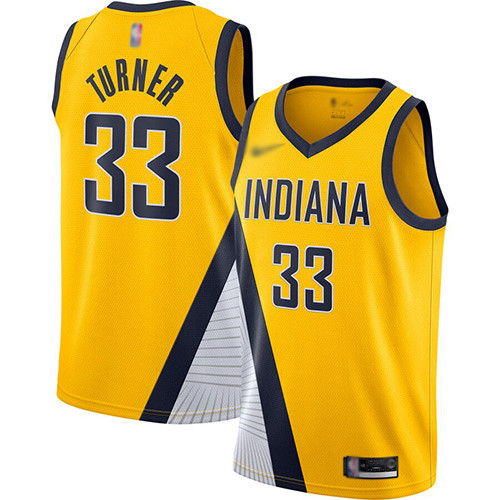 Pacers #33 Myles Turner Gold Basketball Swingman Statement Edition 2019 2020 Jersey