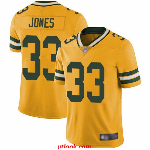 Packers #33 Aaron Jones Yellow Youth Stitched Football Limited Rush Jersey Packers #33 Aaron Jones Yellow Youth Stitched Football Limited Rush Jersey