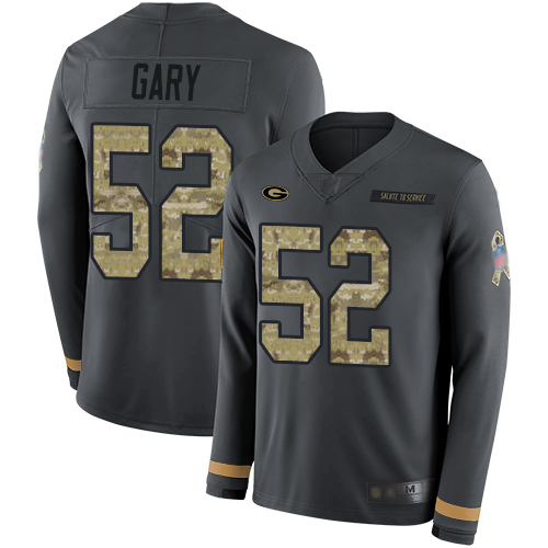 Packers #52 Rashan Gary Anthracite Salute to Service Youth Stitched Football Limited Therma Long Sleeve Jersey Packers #52 Rashan Gary Anthracite Salute to Service Youth Stitched Football Limited Therma Long Sleeve Jersey