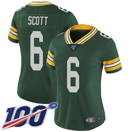 Packers #6 JK Scott Green Team Color Women's Stitched Football 100th Season Vapor Limited Jersey Packers #6 JK Scott Green Team Color Women's Stitched Football 100th Season Vapor Limited Jersey